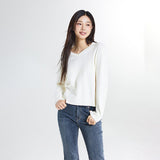 SPAO Women Long Sleeve V Neck Pullover SPKWF12W03 Ivory