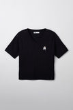Women Short Sleeve Woodie Knit Tee