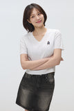 Women Short Sleeve Woodie Knit Tee