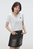 Women Short Sleeve Woodie Knit Tee