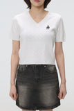 Women Short Sleeve Woodie Knit Tee