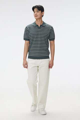 Men Short Sleeve Knit Polo Shirt