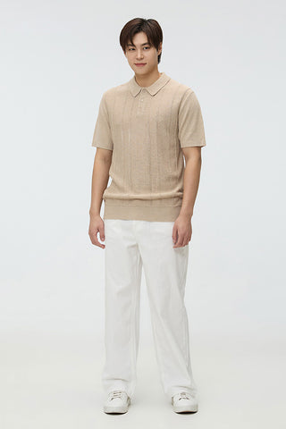 Men Short Sleeve Collar Knit