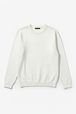 Men Long Sleeve Merino Round Neck Knitwear - Ivory