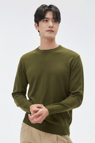 Men Long Sleeve Merino Round Neck Knitwear