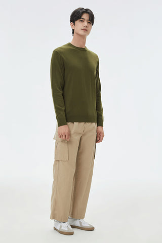Men Long Sleeve Merino Round Neck Knitwear