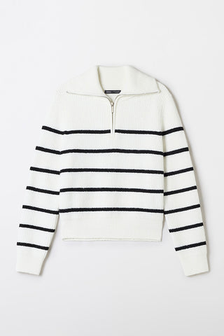 Women Long Sleeve Soft Yarn Half Zip Sweater - Mix