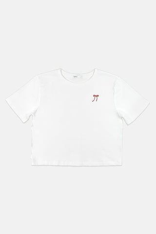 Women Short Sleeve Ribbon Tee