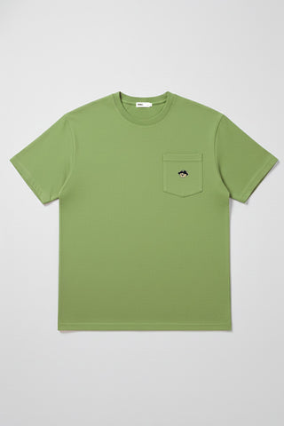 Men Short Sleeve Woodie Pocket Tee - Olive Green