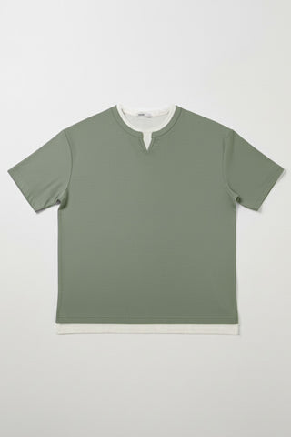 Men Short Sleeve Oversized V-Neck Tee - Grey
