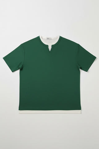 Men Short Sleeve Oversized V-Neck Tee - Hunter