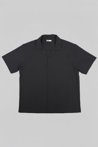 Men Short Sleeve Oversized Shirt - Black