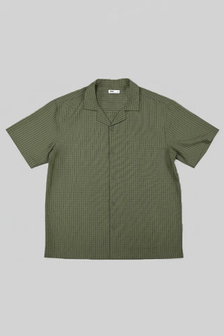 Men Short Sleeve Oversized Shirt - Olive Green