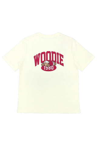 Women Short Sleeve Woodie Oversized Tee - Ivory