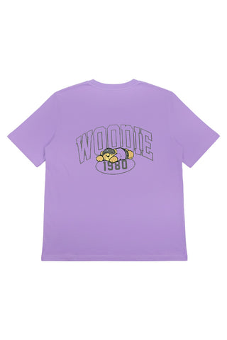 Women Short Sleeve Woodie Oversized Tee - Purple