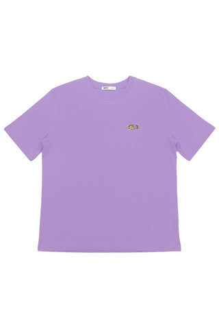 Women Short Sleeve Woodie Oversized Tee - Purple