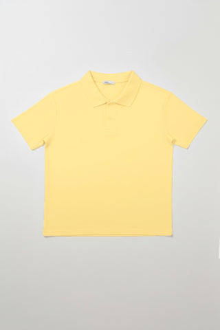 Women Short Sleeve Oversized Polo Tee - L/Yellow