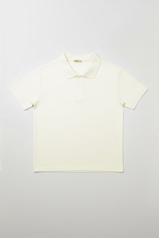 Women Short Sleeve Oversized Polo Tee - Off White