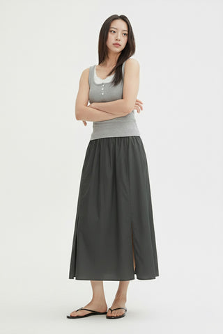 Women Woven Maxi Skirt - Grey