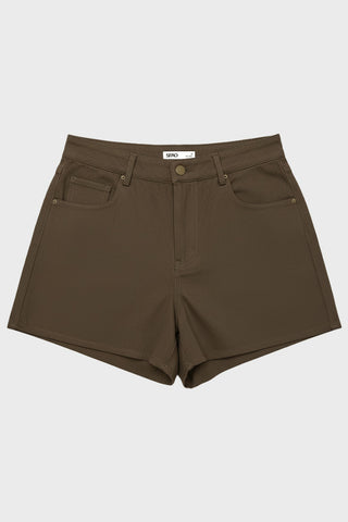 Women Knit Shorts - Brown