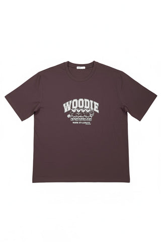 Men Short Sleeve Graphic Woodie Tee - Dark Burgundy