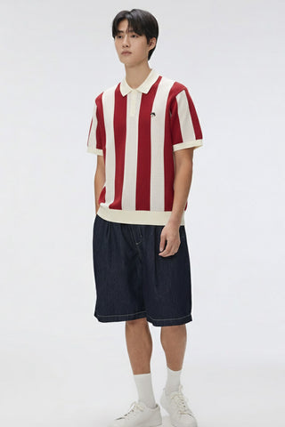 Men Short Sleeve Woodie Collar Pullover