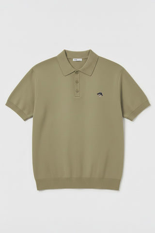 Men Short Sleeve Woodie Collar Pullover - Khaki