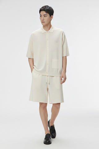 Men Short Sleeve Oversized Knit - Cream