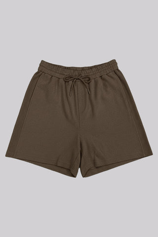 Men Banding Knit Shorts - Brown