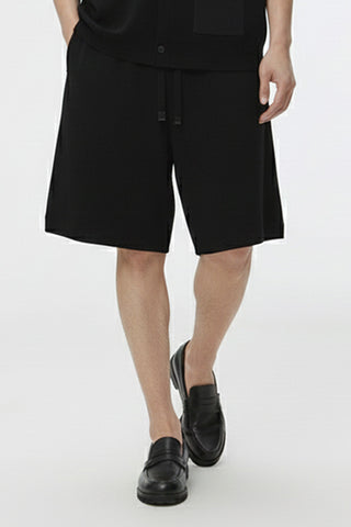 Men Banding Yarn Knit Shorts