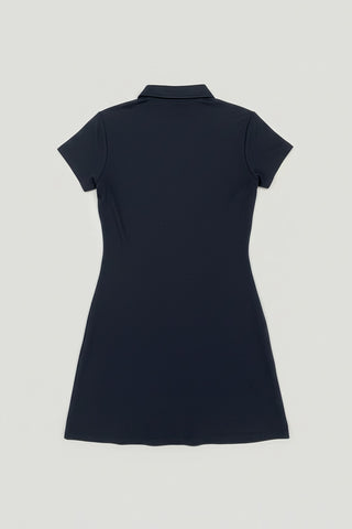 Women Short Sleeve Woodie Polo Dress - Navy