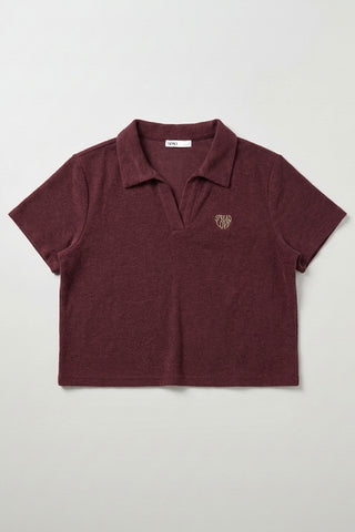 Women Short Sleeve Crop Oversized Polo Tee