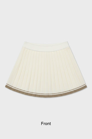 Women Banding Knit Pleated Skirts