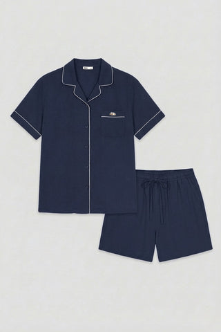 Unisex Short Sleeve Woodie Pajamas - Navy