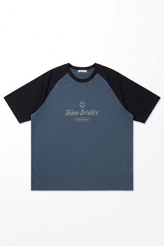 Men Short Sleeve Oversized Graphic Tee - Greyish Blue