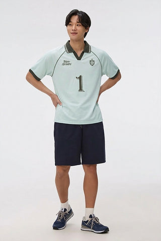 Men Short Sleeve Oversized Graphic Polo Tee