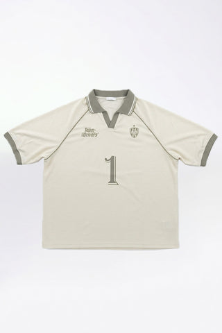 Men Short Sleeve Oversized Graphic Polo Tee - Off White