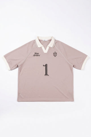 Men Short Sleeve Oversized Graphic Polo Tee - Grey Pink