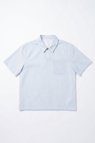 Men Short Sleeve Stripes Pocket Polo - Blue