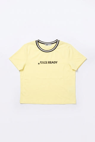Women Short Sleeve Graphic Baby Tee - Yellow