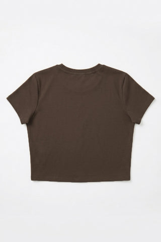 Women Short Sleeve Stripe Baby Tee