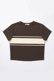 Women Short Sleeve Stripe Baby Tee