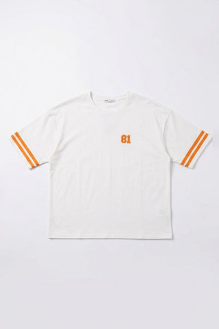 Women Short Sleeve Oversized Varsity Tee - Off White