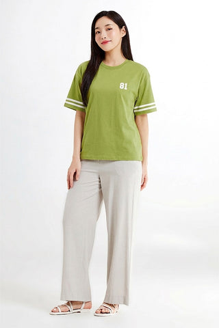 Women Short Sleeve Oversized Varsity Tee