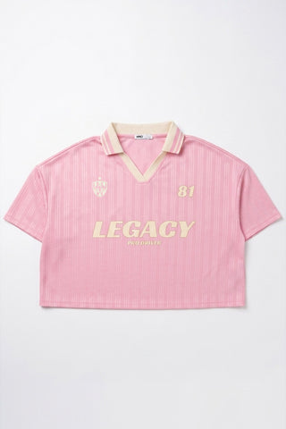 Women Short Sleeve Oversized Polo Tee SP26 Pink