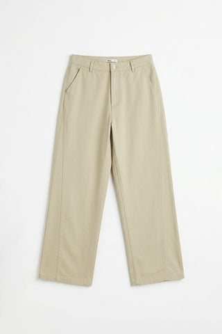 Women Long Twill Wide Leg Pants Light Khaki