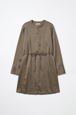 Women Long Sleeve Woven Dresss - Brown