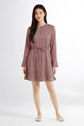 Women Long Sleeve Woven Dresss