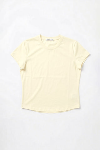 Women Short Sleeve Plain Tee - Ivory