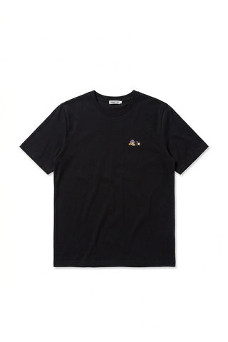 Women Short Sleeve Woodie Oversized Graphic Tee - Black